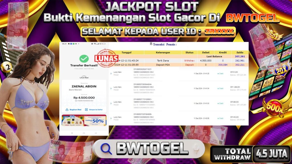 BUKTI JACKPOT SLOT LUCKY NEKO TERPERCAYA DI INDONESIA TGL 11-12-2024