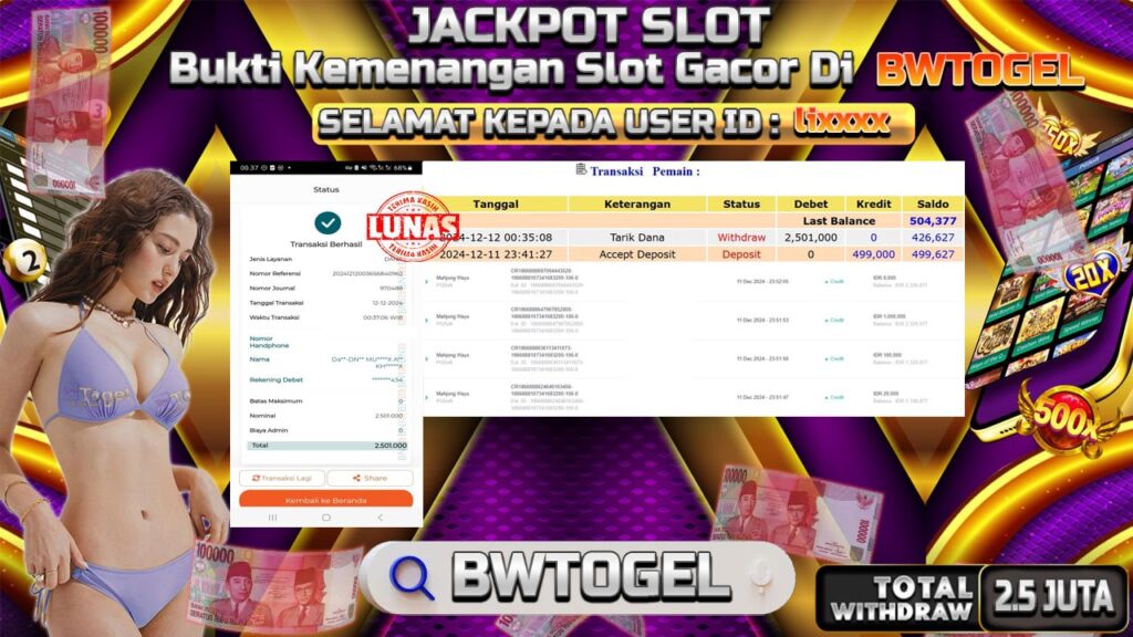 BUKTI JACKPOT SLOT MAHJONG WAYS TERPERCAYA DI INDONESIA TGL 12-12-2024