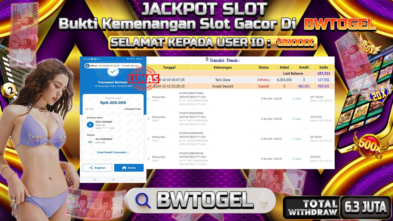 BUKTI JACKPOT SLOT MAHJONG WAYS TERPERCAYA DI INDONESIA TGL 14-12-2024