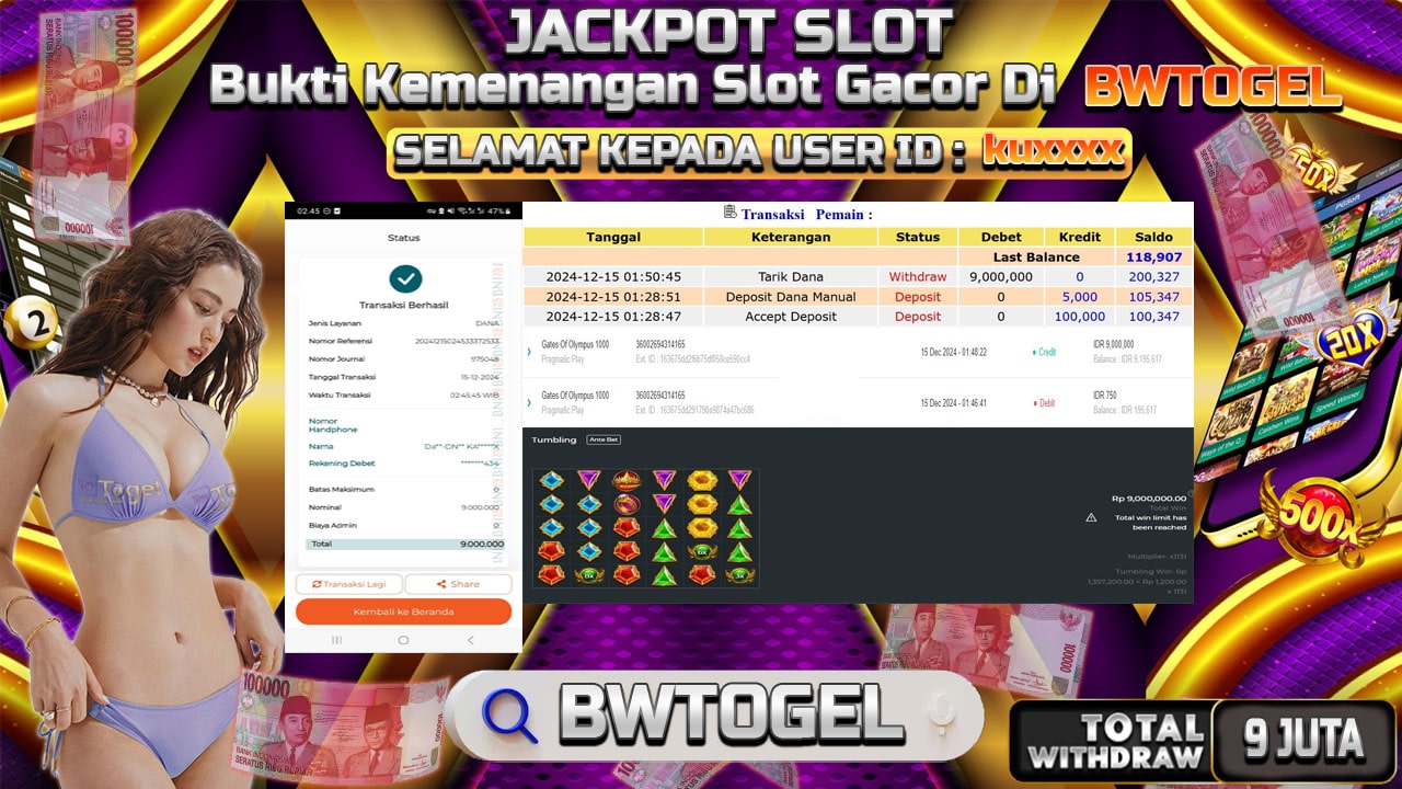 BUKTI JACKPOT SLOT GATES OF OLYMPUS 1000 TERPERCAYA DI INDONESIA TGL 15-12-2024