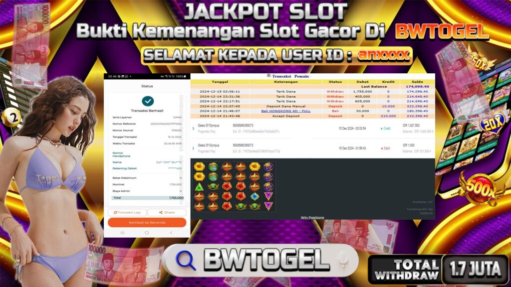 BUKTI JACKPOT SLOT GATES OF OLYMPUS TERPERCAYA DI INDONESIA TGL 15-12-2024