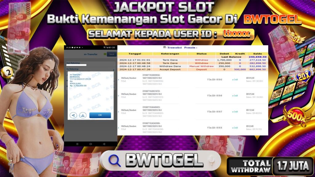 BUKTI JACKPOT SLOT WILD BOUNTY SHOWDOWN TERPERCAYA DI INDONESIA TGL 17-12-2024