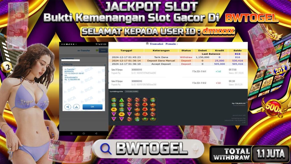 BUKTI JACKPOT SLOT GATES OF OLYMPUS TERPERCAYA DI INDONESIA TGL 17-12-2024