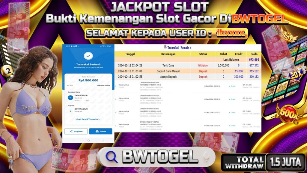 BUKTI JACKPOT SLOT MAHJONG WAYS TERPERCAYA DI INDONESIA TGL 18-12-2024