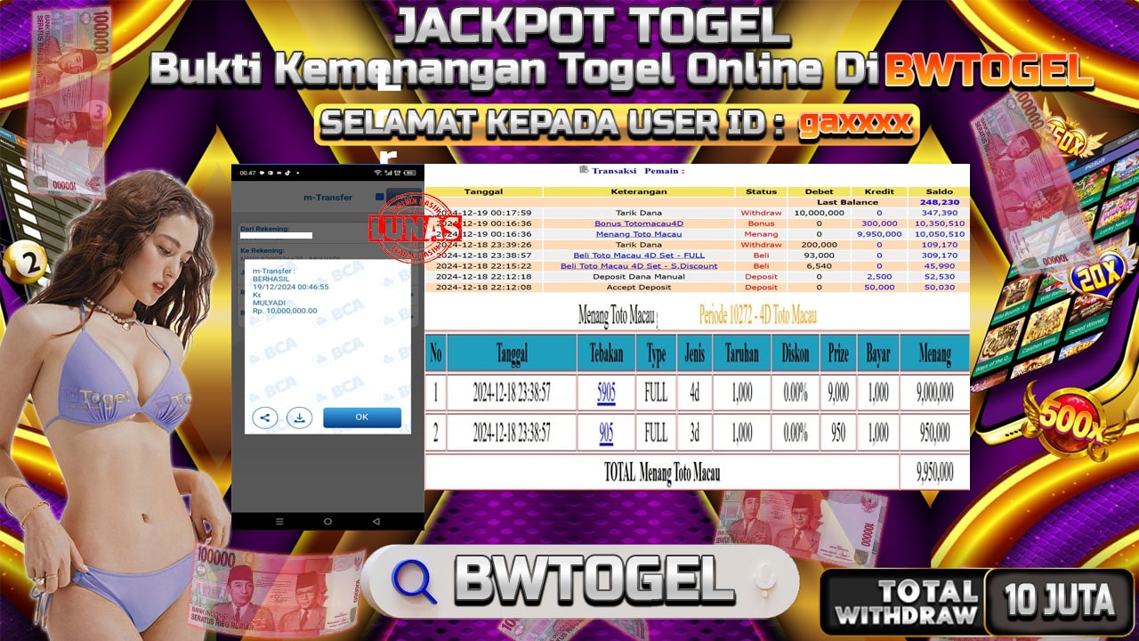 BUKTI JACKPOT TOGEL TOTO MACAU TERPERCAYA DI INDONESIA TGL 19-12-2024