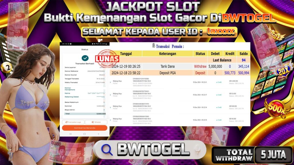 BUKTI JACKPOT SLOT MAHJONG WAYS TERPERCAYA DI INDONESIA TGL 19-12-2024