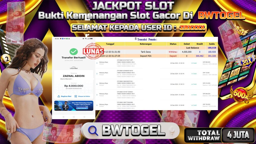 BUKTI JACKPOT SLOT MAHJONG WAYS TERPERCAYA DI INDONESIA TGL 20-12-2024