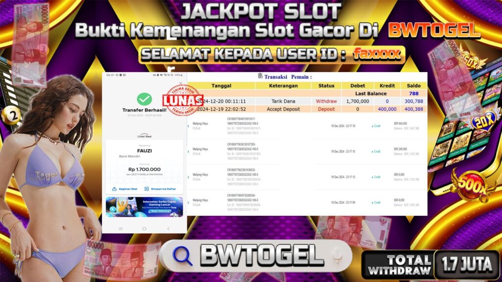 BUKTI JACKPOT SLOT MAHJONG WAYS TERPERCAYA DI INDONESIA TGL 20-12-2024