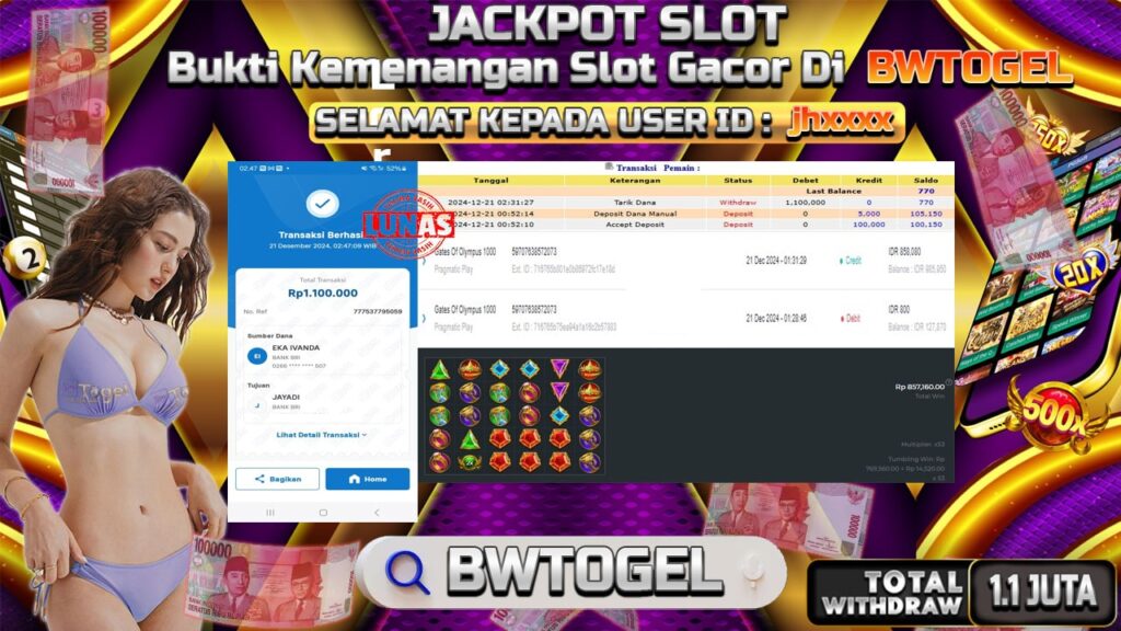 BUKTI JACKPOT SLOT GATES OF OLYMPUS 1000 TERPERCAYA DI INDONESIA TGL 21-12-2024