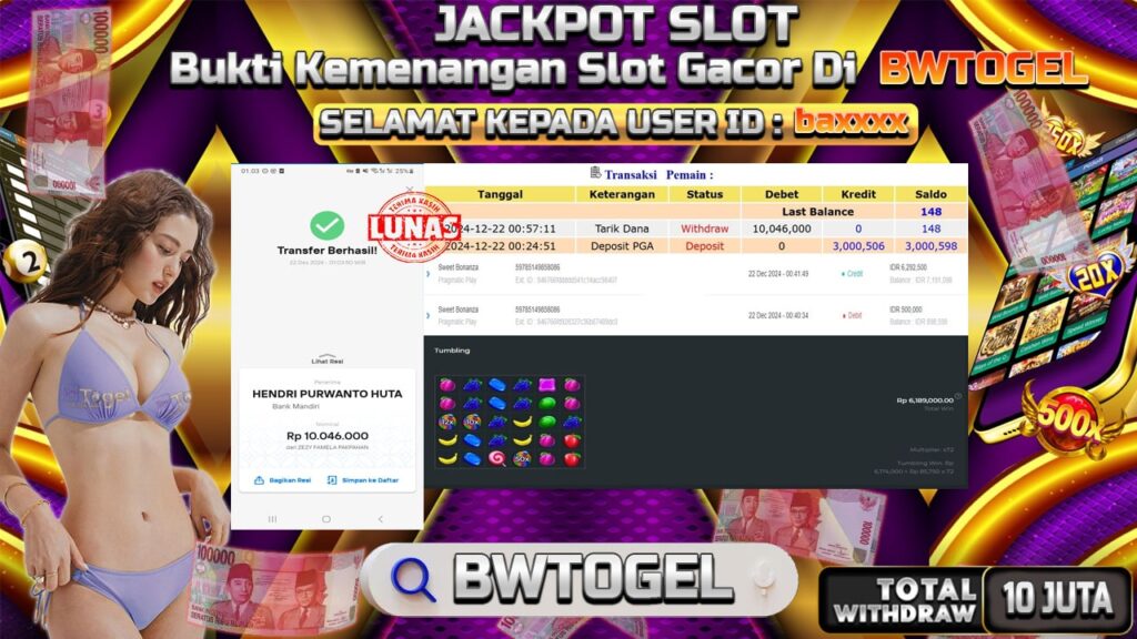 BUKTI JACKPOT SLOT SWEET BONANZA TERPERCAYA DI INDONESIA TGL 22-12-2024