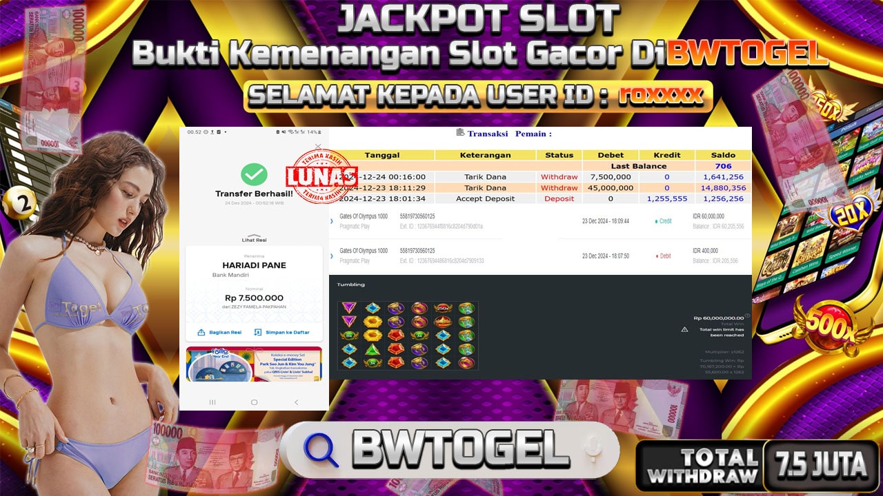 BUKTI JACKPOT SLOT GATES OF OLYMPUS 1000 TERPERCAYA DI INDONESIA TGL 24-12-2024