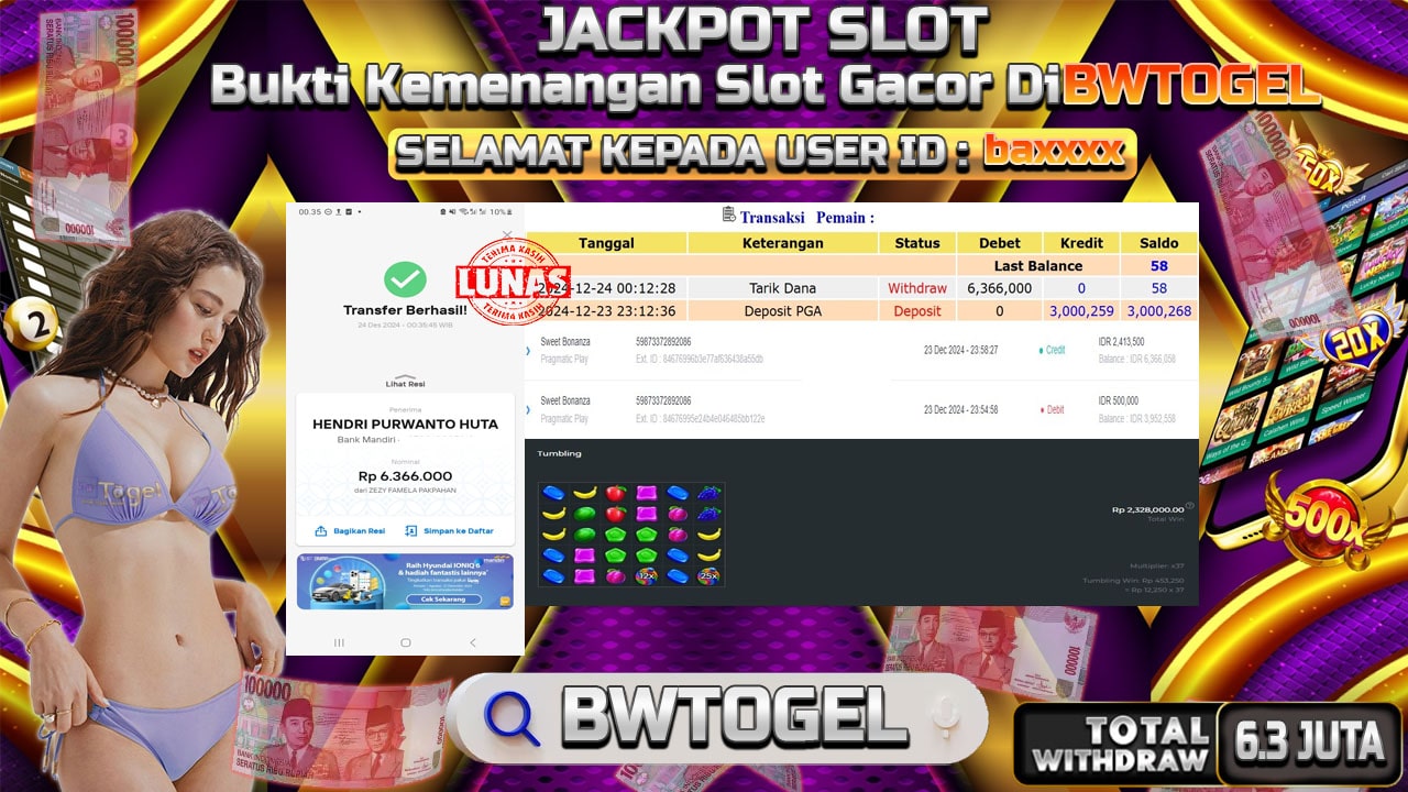 BUKTI JACKPOT SLOT SWEET BONANZA TERPERCAYA DI INDONESIA TGL 24-12-2024