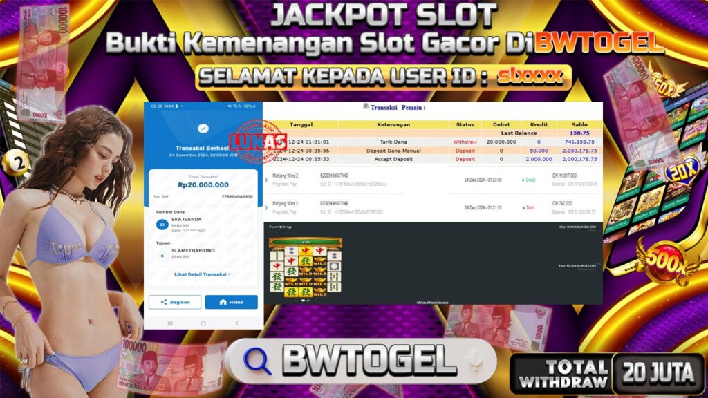 BUKTI JACKPOT SLOT MAHJONG WINS 2 TERPERCAYA DI INDONESIA TGL 24-12-2024