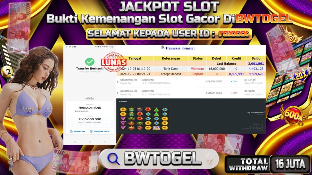 BUKTI JACKPOT SLOT GATES OF OLYMPUS 1000 TERPERCAYA DI INDONESIA TGL 25-12-2024