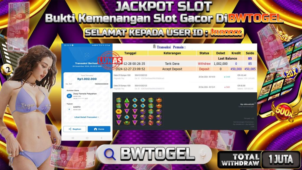 BUKTI JACKPOT SLOT GATES OF OLYMPUS 1000 TERPERCAYA DI INDONESIA TGL 28-12-2024