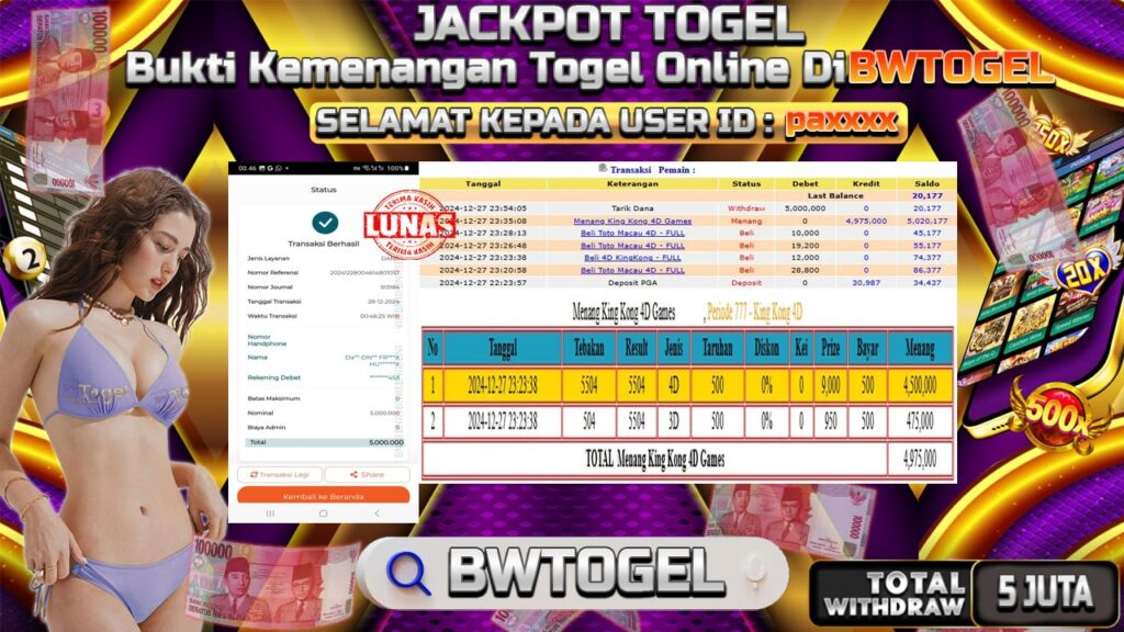 BUKTI JACKPOT TOGEL KING KONG 4D TERPERCAYA DI INDONESIA TGL 28-12-2024