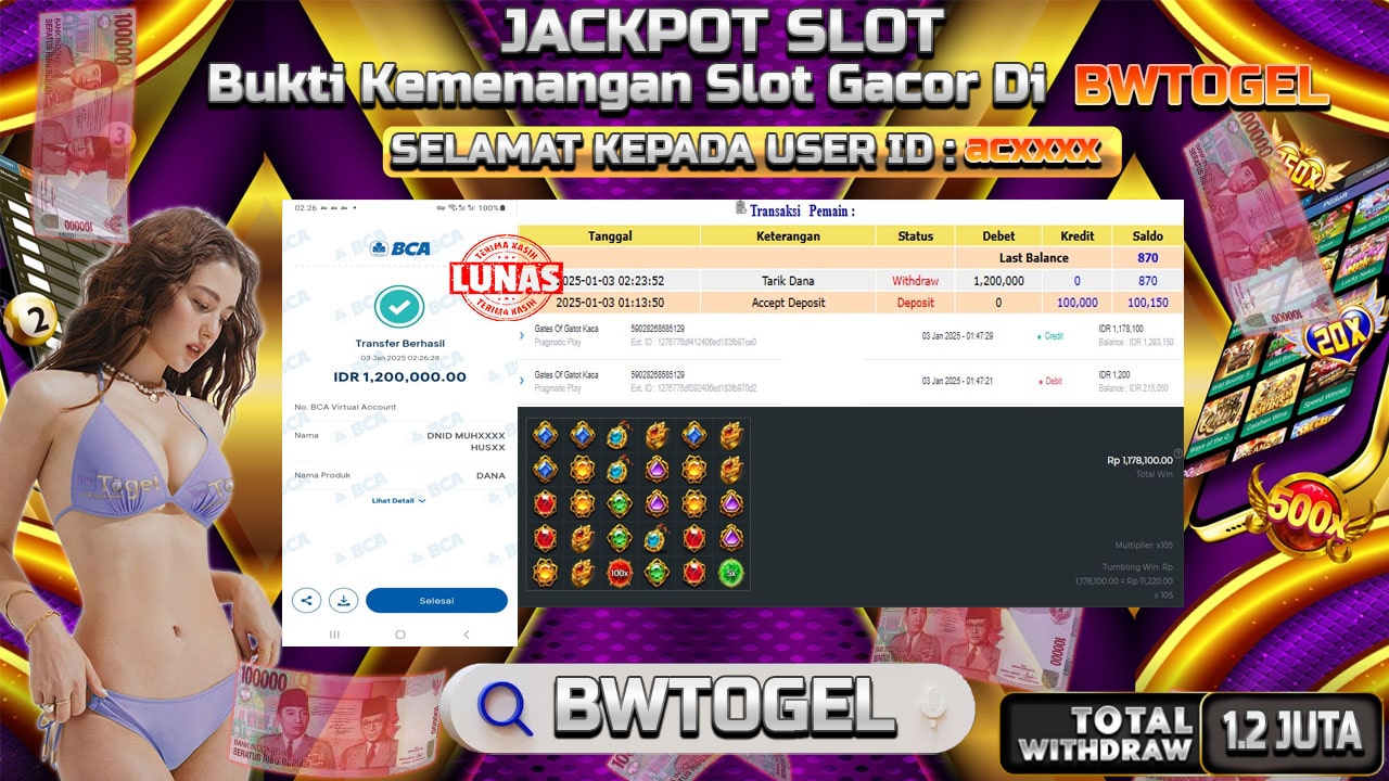 BUKTI JACKPOT SLOT GATES OF GATOT KACA TERPERCAYA DI INDONESIA TGL 03-01-2025