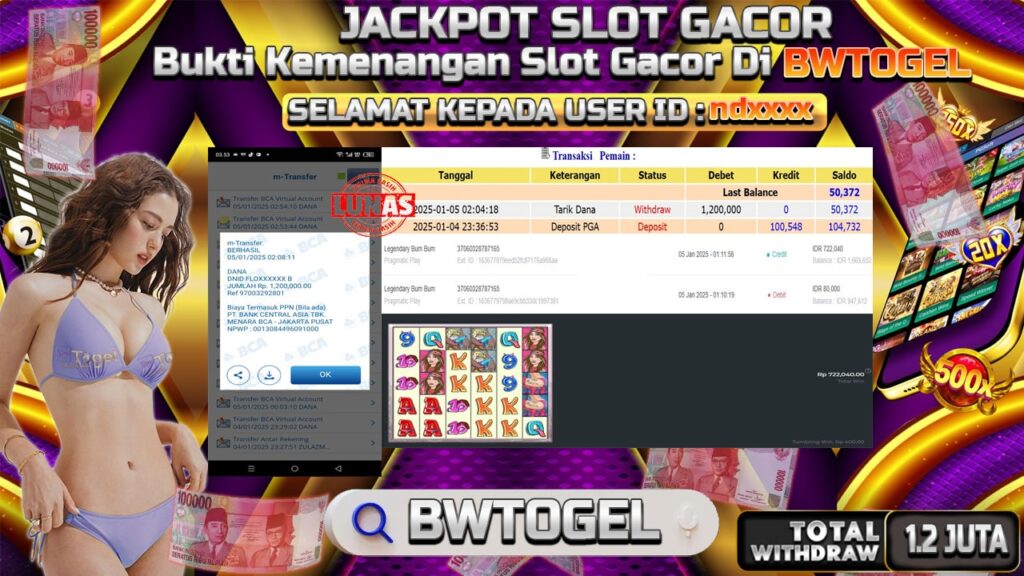 BUKTI JACKPOT SLOT LEGENDARY BUM BUM TERPERCAYA DI INDONESIA TGL 05-01-2025