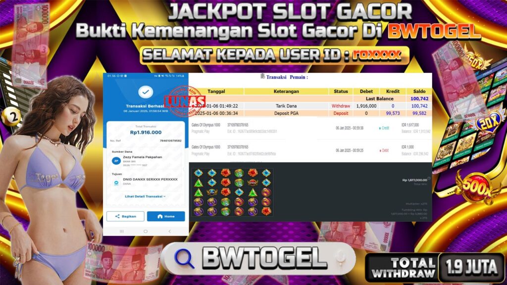 BUKTI JACKPOT SLOT GATES OF OLYMPUS 1000 TERPERCAYA DI INDONESIA TGL 06-01-2025