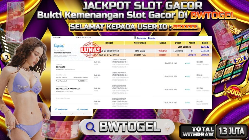 BUKTI JACKPOT SLOT LUCKY NEKO TERPERCAYA DI INDONESIA TGL 08-01-2025