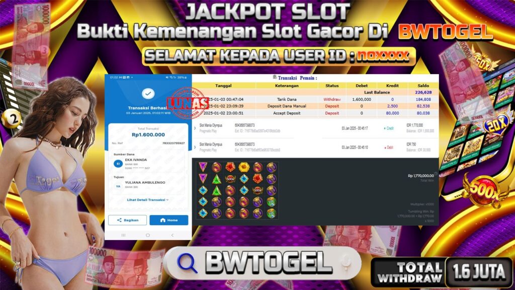 BUKTI JACKPOT SLOT MANIA OLYMPUS TERPERCAYA DI INDONESIA TGL 03-01-2025