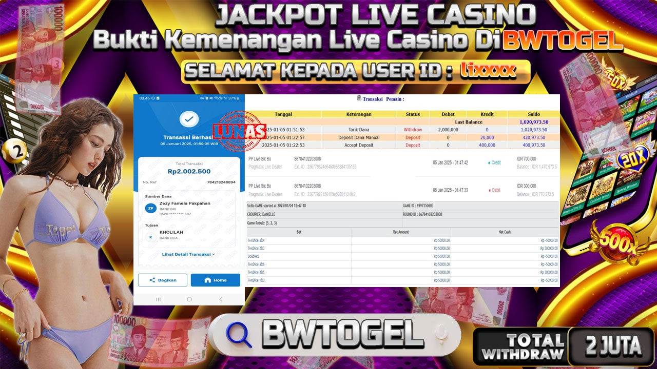 BUKTI JACKPOT PP LIVE SIC BO TERPERCAYA DI INDONESIA TGL 05-01-2025