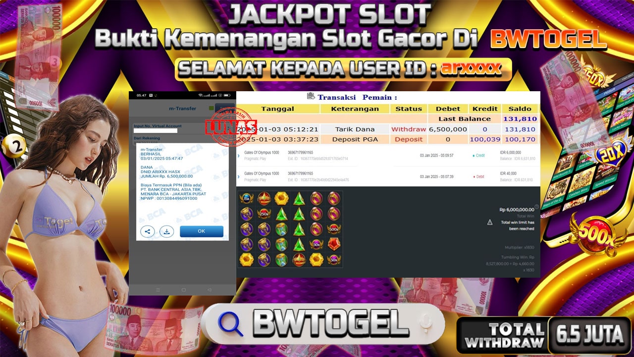 BUKTI JACKPOT SLOT GATES OF OLYMPUS 1000 TERPERCAYA DI INDONESIA TGL 03-01-2025