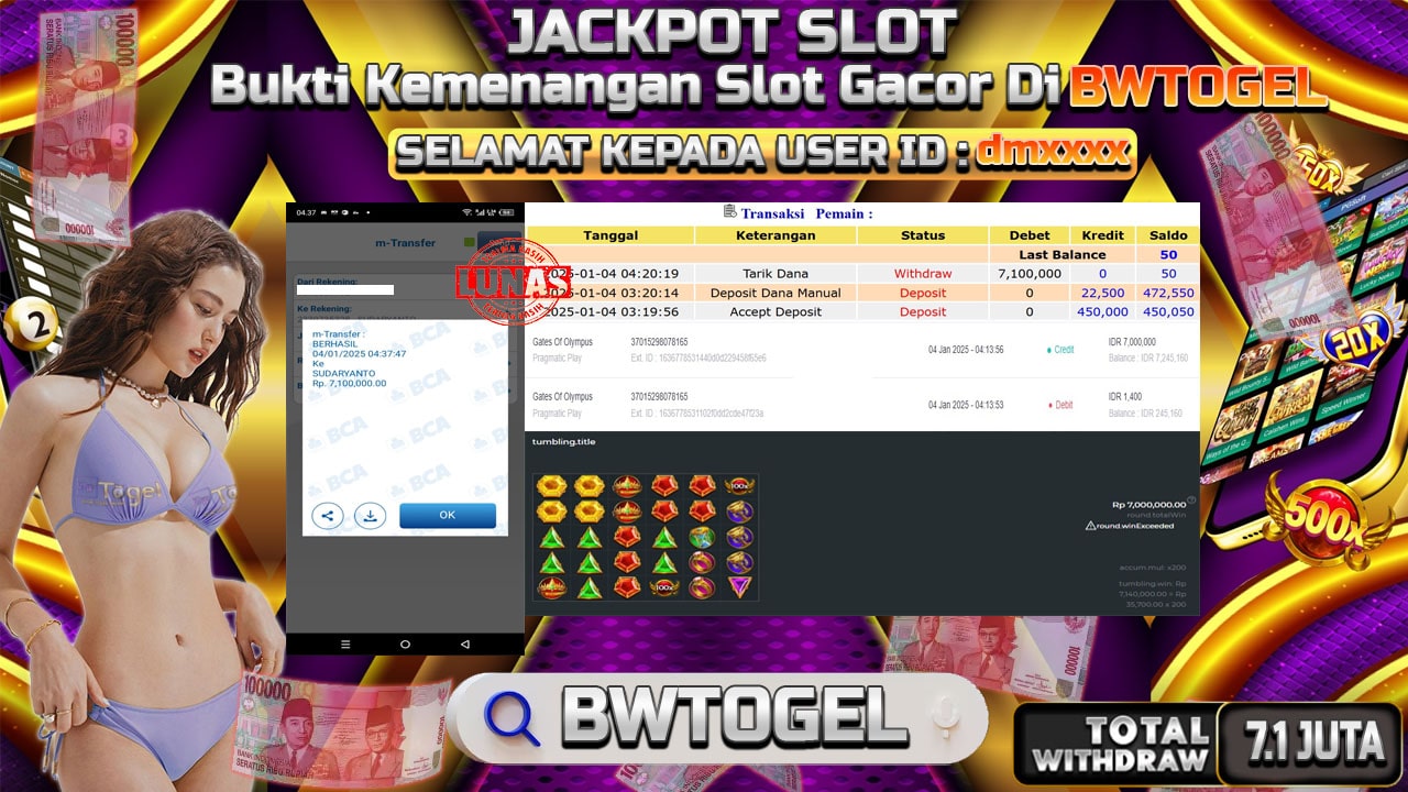 BUKTI JACKPOT SLOT GATES OF OLYMPUS TERPERCAYA DI INDONESIA TGL 04-01-2025