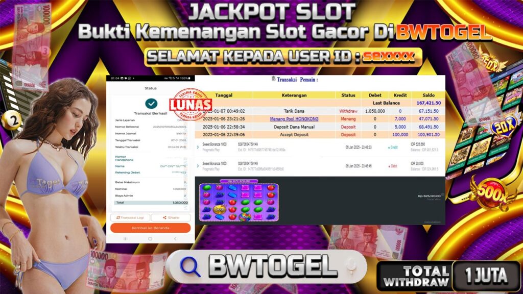 BUKTI JACKPOT SLOT SWEET BONANZA 1000 TERPERCAYA DI INDONESIA TGL 07-01-2025