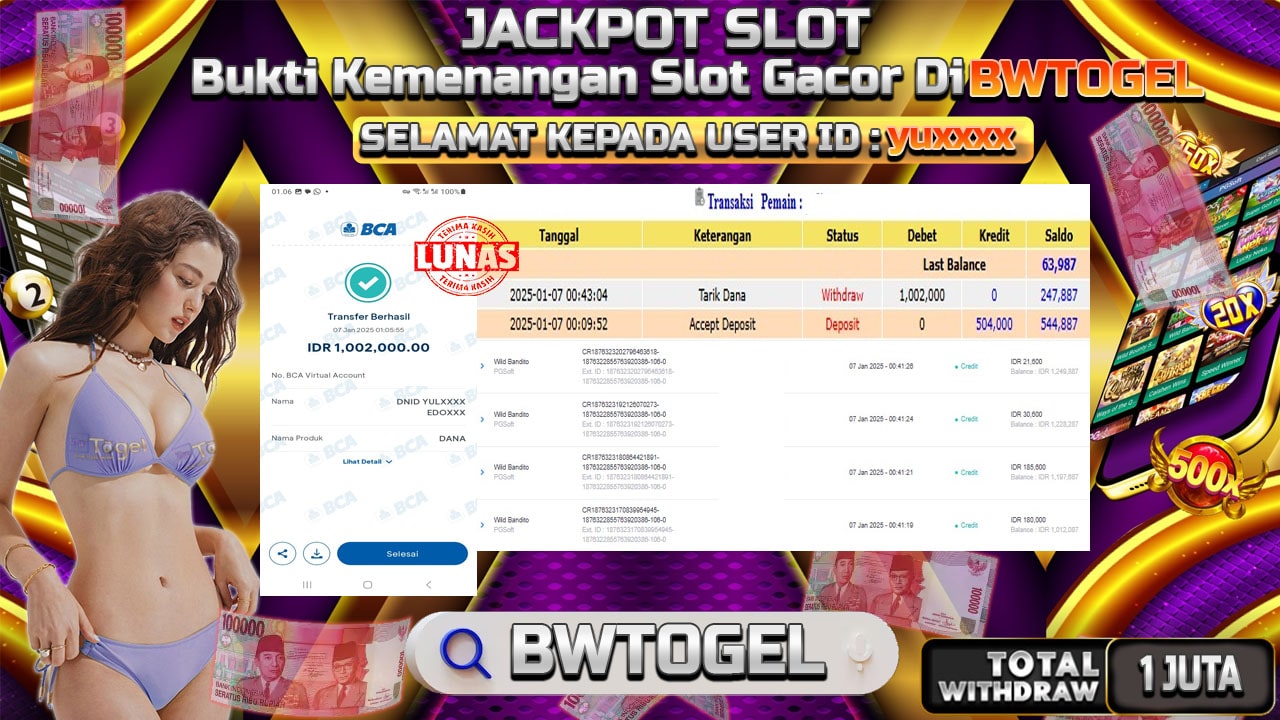 BUKTI JACKPOT SLOT WILD BANDITO TERPERCAYA DI INDONESIA TGL 07-01-2025