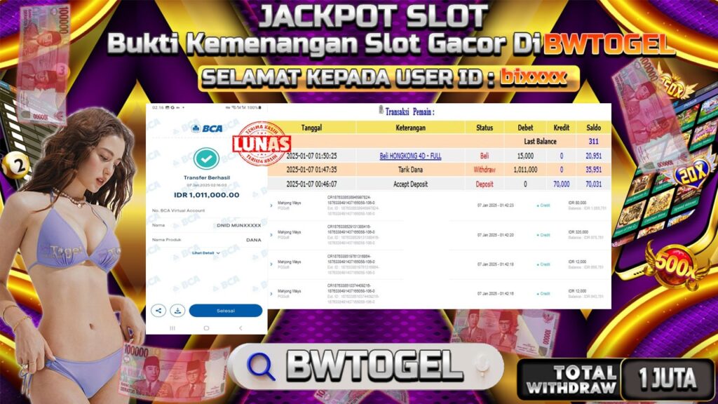 BUKTI JACKPOT SLOT MAHJONG WAYS TERPERCAYA DI INDONESIA TGL 07-01-2025