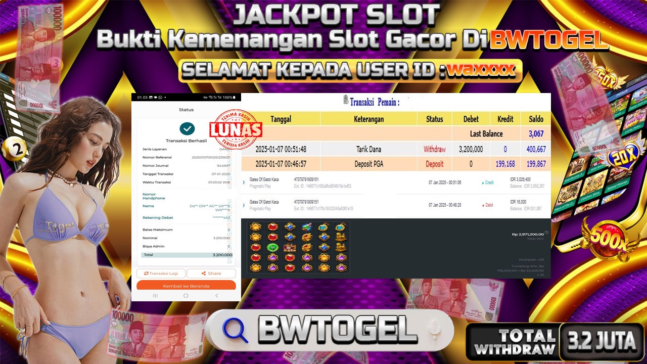 BUKTI JACKPOT SLOT GATES OF OLYMPUS TERPERCAYA DI INDONESIA TGL 07-01-2025