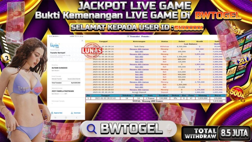 BUKTI JACKPOT 48D GAMES TERPERCAYA DI INDONESIA TGL 05-01-2025