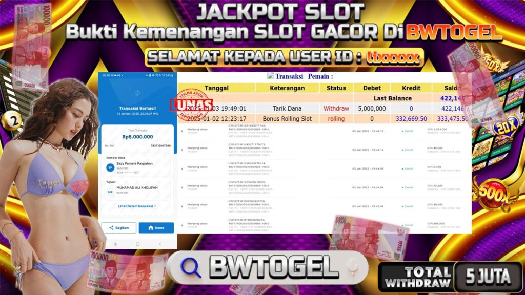 BUKTI JACKPOT SLOT MAHJONG WAYS TERPERCAYA DI INDONESIA TGL 03-01-2025